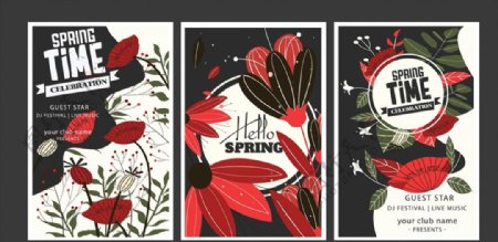 抽象春季花卉海报图片