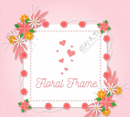 花卉和爱心框架图片
