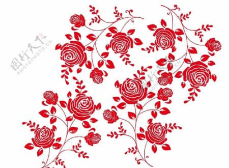 玫瑰花纹背景矢量图图片