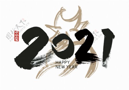 2021牛年新年传统背景素材图片