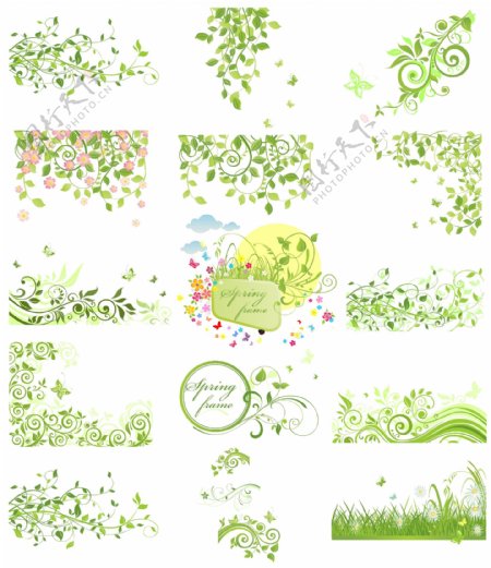 春季绿色花纹图片