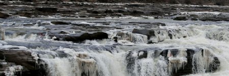 黄河壶口瀑布结冰图片