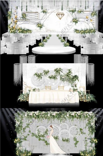 现代大理石绿色婚礼效果图图片