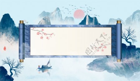 中式卷轴背景图片