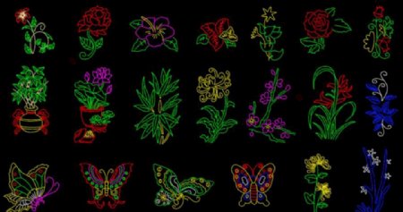 霓虹灯路径植物图案分层素材图片
