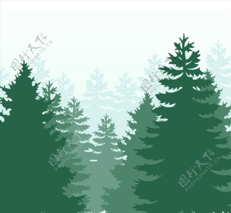 绿色森林剪影图片