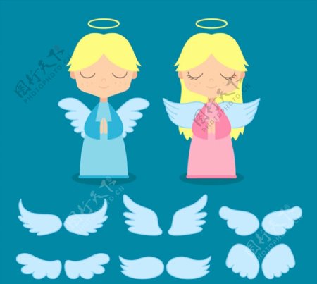 天使和翅膀矢量图片