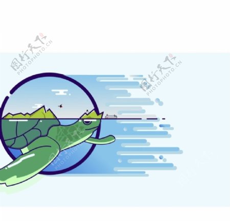 AI乌龟山水图图片
