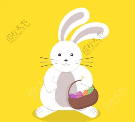 复活节挎篮子兔子图片