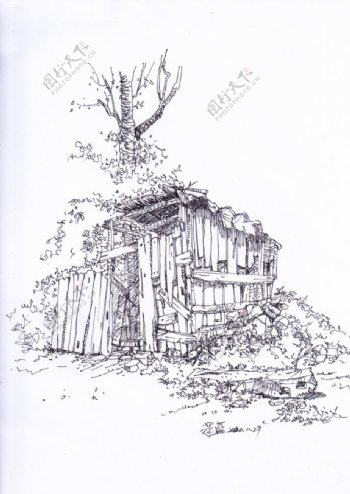 废弃的木屋图片