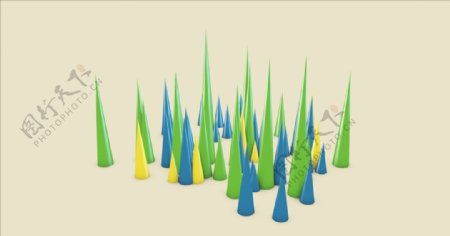 C4D模型卡通小草小山地面体图片
