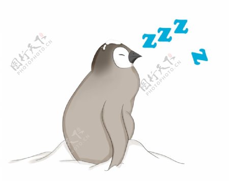 企鹅睡觉插画图片