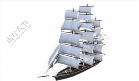 C4D模型一帆风顺帆船图片