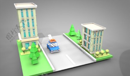 C4D模型大楼学校企业社区图片
