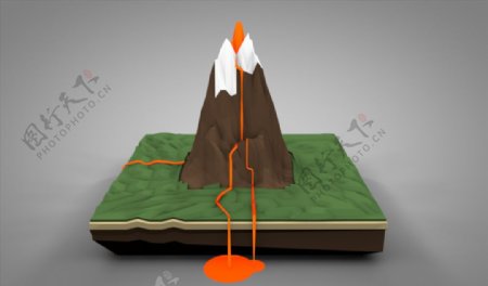 C4D模型火山图片