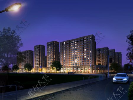 夜景沿街建筑图片