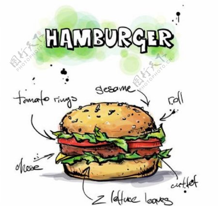 汉堡快餐西餐插画