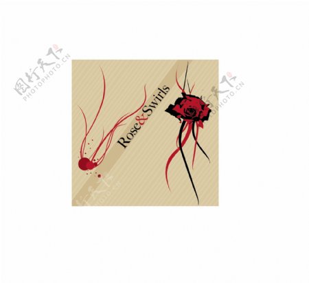 韩式花纹线条背景红花