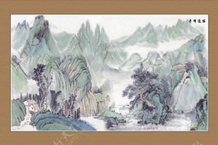中式水墨青山图