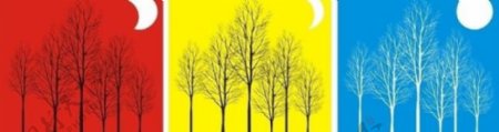 红黄蓝树林无框画抽象画图片