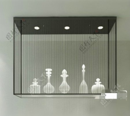 现代玻璃瓶吊灯3D模型素材