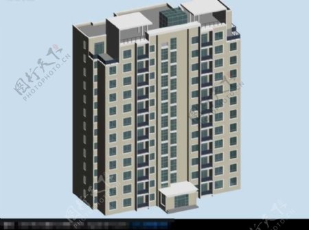 十二层板式住宅楼建筑模型
