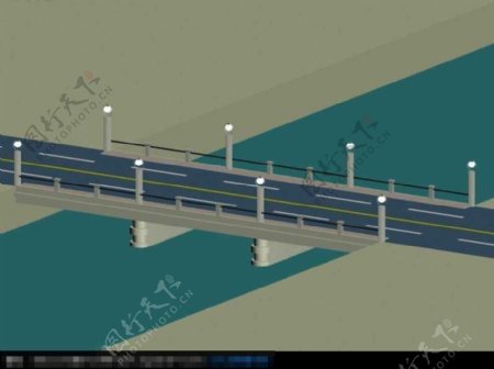 城市桥梁小桥3D小品建筑模型