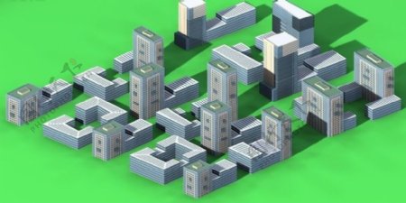 城市规划商城商业街办公楼建筑模型