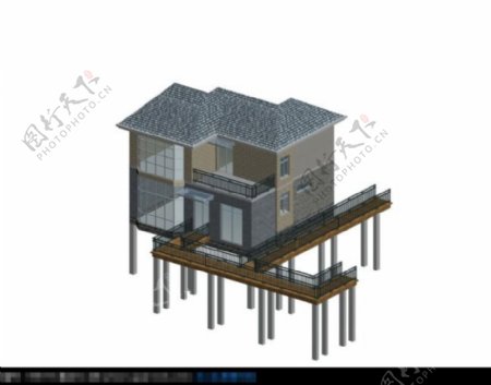 别墅独栋建筑模型3d设计