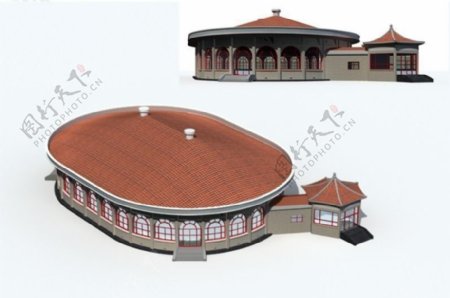 古代造型会场会所建筑3D模型