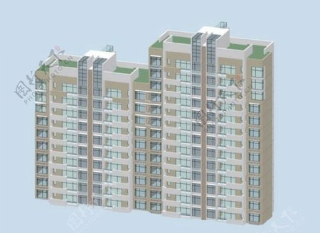 阶梯式住宅楼建筑3D模型