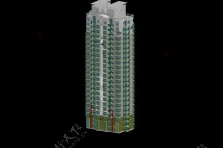 二十三层独栋塔式住宅楼模型