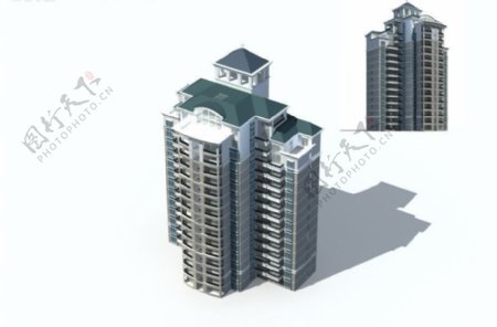 现代化欧式高层建筑群3D模型图