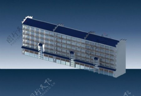 六层三联排住宅楼3D模型