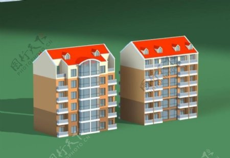 简洁风格住宅楼设计3D模型素材
