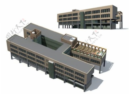 H形多层公建建筑3D模型