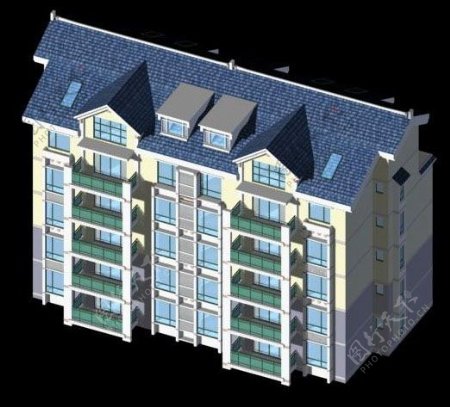 简洁风格住宅楼3D模型素材