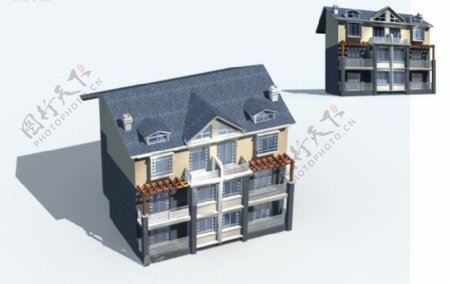 欧式的三层别墅3D模型