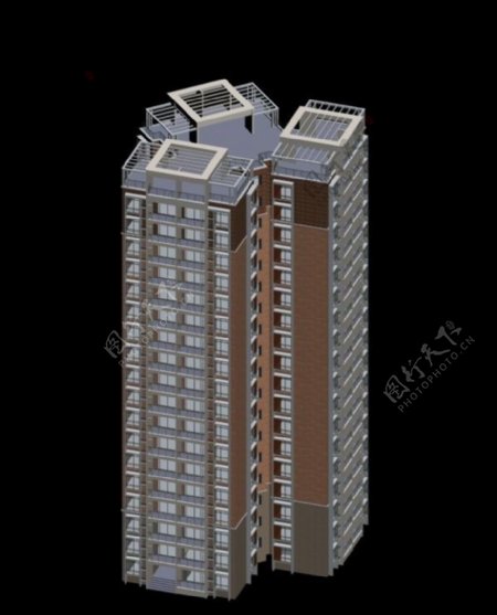 独栋住宅区高层建筑3d效果图