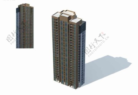 小区高层独栋住宅楼3D模型