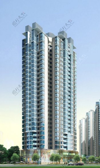 立柱式高级商业住宅3D模型