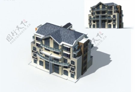 现代豪华多层别墅3D模型