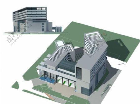 高档场馆办公楼3D模型素材