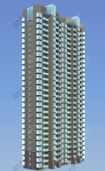 超高层板式住宅楼模型