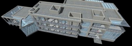 现代学校建筑俯视图3D模型设计