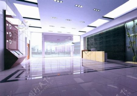 公司前台大厅3d模型