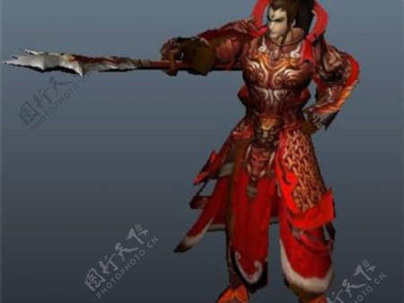 红色服装角色游戏模型