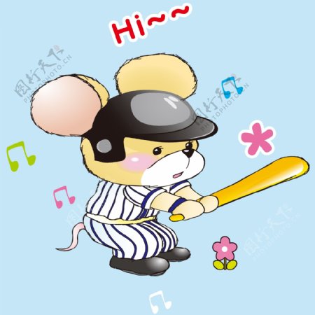 印花矢量图卡通动物老鼠棒球音符免费素材