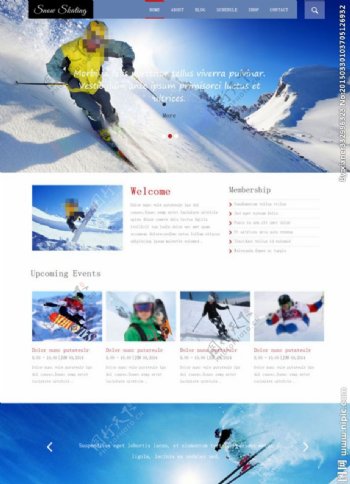 滑雪运动户外网站模板图片