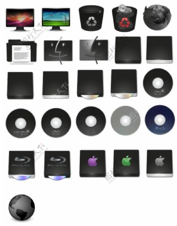 黑色苹果系统图标素材下载